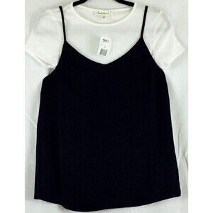 Cloud Chaser short sleeve top size Junior Size Small Black Cami & White T-Shirt